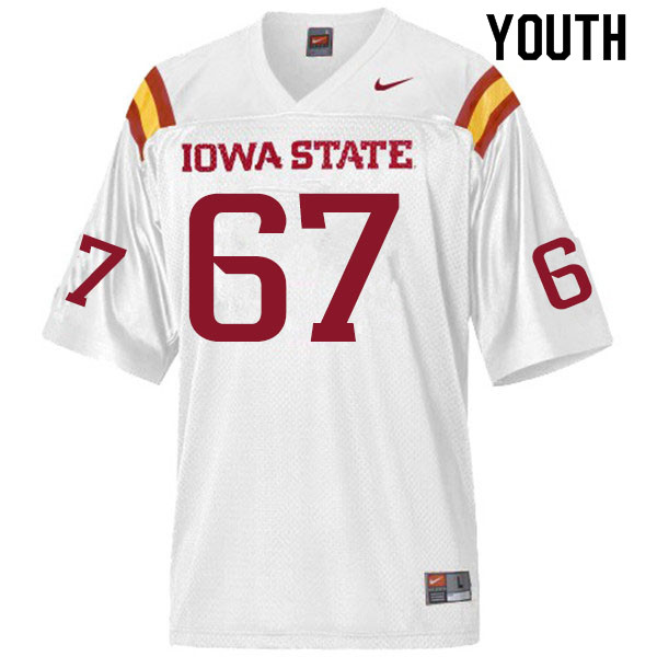 Youth #67 Grant Treiber Iowa State Cyclones College Football Jerseys Sale-White